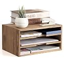 KIRIGEN Wooden Desk Organizer 3-Tier Letter Tray and Paper Sorter, Brown