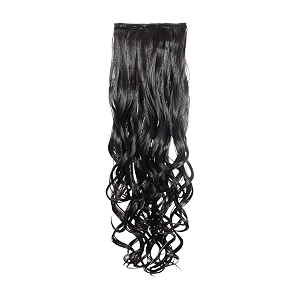 kis synthetic curly hair extensions with 3 clip-in for women natural brown