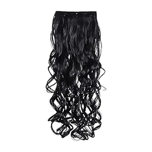 kis synthetic curly hair extensions with 3 clip-in for women dark brown