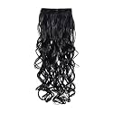 KIS Synthetic Curly Hair Extensions with 3 Clip-in for Women, Dark Brown