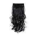 KIS Synthetic Wavy Hair Extensions with 3 Clip-in for Women, Dark Brown