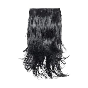 kis synthetic wavy hair extensions with 4 clip-in for women dark brown