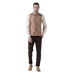 KISAH Mens Art Silk Waist Coat