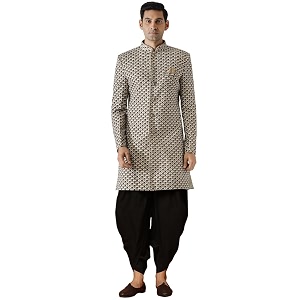KISAH Mens Indo-Western Sherwani Peach Cotton Blend