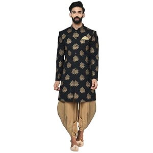 KISAH Mens Indo-Western Sherwani Peach Cotton Blend