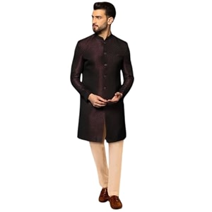 KISAH Mens Indo-Western Sherwani Trouser Set Purple