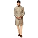 KISAH Men's Indo-Western Sherwani Churidar Set, Multi Cotton, Jacquard Regular Fit Mandarin Collar Long Sleeves