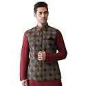 KISAH Men's Jacket - Printed Cotton Blend - Indian Wedding Outfit for Men - Ideal for Weddings and Festivals