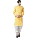 KISAH Men39s Kurta Dhoti Set Yellow Cotton