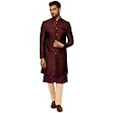 KISAH Men's Silk Blend Kurta Sherwani Trouser Set