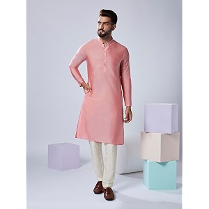 KISAH Men Printed Kurta Jacket Set Full