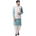 KISAH Men Printed Kurta Jacket Set Full