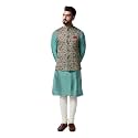 KISAH Men Printed Kurta Jacket Set Full