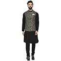 KISAH Men Printed Kurta Jacket Set Full