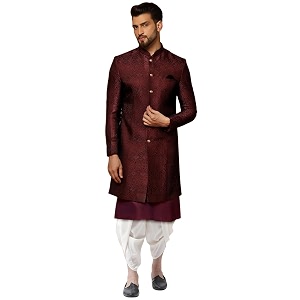 kisah men39s silk blend kurta sherwani dhoti set