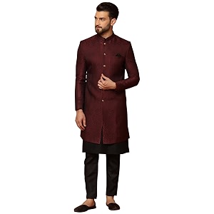 kisah men39s silk blend kurta sherwani dhoti set