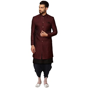 kisah men39s silk blend kurta sherwani dhoti set