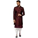 KISAH Men's Silk Blend Kurta Sherwani Dhoti Set