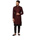 KISAH Men's Silk Blend Kurta Sherwani Dhoti Set