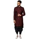 KISAH Men's Silk Blend Kurta Sherwani Dhoti Set