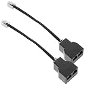 Kisangel 2Pcs Rj11 Phone Cable Adapter Splitter 6P4C Detachable 4-Core Rj14 Telephone Converter Cable for Landline Telephones Black Compatible with Home and Office Accessories