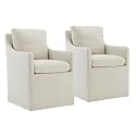 KISLOT Upholstered Dining Chairs with Casters No Assembly Modern Accent Armchair with Rollers for Diningroom Bedroom Livingroom Reading Room,Cream Beige,2 Boxs
