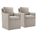 KISLOT Upholstered Dining Chairs with Casters No Assembly Modern Accent Armchair with Rollers for Diningroom Bedroom Livingroom Reading Room,Sand,2 Boxs