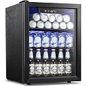 Kismile 1.7 Cu.ft Beverage Refrigerator and Cooler, 68 Can Mini Fridge Glass Door,Digital Temperature Display for Soda, Beer or Wine, Small Drink Dispenser Cooler for Home, Office or Bar