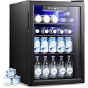 Kismile 2.6 Cu.ft Beverage Refrigerator and Cooler, 95 Can/24 Bottle Mini Fridge Glass Door,Digital Temperature Display for Soda or Beer, Small Drink Dispenser Cooler for Home, Office or Bar(Black)