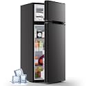Kismile 4.5 Cu.Ft Mini Fridge with Freezer, Compact Mini Refrigerator with Adjustable Removable Glass Shelves,Small Fridge with 2 Doors for Home,Kitchen,Dorm,Apartmen, Black