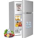 Kismile 3.2 Cu.Ft Mini Fridge with Freezer, Compact Refrigerator, Grey