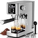 Kismile Espresso Machines,Professional Espresso Maker with Milk Frother Steam Wand, Expresso Coffee Machine for Home,Perfect for Cappuccino, Latte(Stainless Steel)