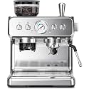 Kismile Espresso Machine with Grinder, 20 Bar Expresso Coffee Machines with Milk Frother, 58mm Expresso Machines for Home, Perfect for Cappuccino &amp; Latte, Brushed Silver