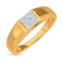 KISNA 14k / 18k Real Gold & Diamond Ring | Diwali, Rakhi Rakshabandhan Gift for Brother, Husband | With Certificate of Authenticity & BIS-Hallmarked Gold Jewellery | Square Classic Band Ring For Him
