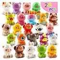 KissFuture Party Favors for Kids, 24PCS Animal Squishy Toys, Goodie Bags Stuffers, Pinata Stuffers, Birthday Gifts for Boys & Girls, Treasure Chest Prizes, Classroom Prizes