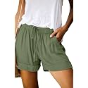 KISSMODA Womens Summer Shorts Leopard/Camo/Solid/Floral Print Elastic Waist Pocketed Casual Pants