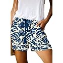 KISSMODA Womens Summer Shorts Leopard/Camo/Solid/Floral Print Elastic Waist Pocketed Casual Pants