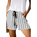 KISSMODA Womens Summer Shorts Leopard/Camo/Solid/Floral Print Elastic Waist Pocketed Casual Pants