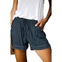 KISSMODA Womens Summer Shorts Leopard/Camo/Solid/Floral Print Elastic Waist Pocketed Casual Pants