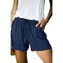 KISSMODA Womens Summer Shorts Leopard/Camo/Solid/Floral Print Elastic Waist Pocketed Casual Pants