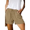 KISSMODA Womens Summer Shorts Leopard/Camo/Solid/Floral Print Elastic Waist Pocketed Casual Pants