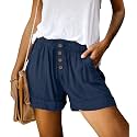KISSMODA Womens Summer Shorts Leopard/Camo/Solid/Floral Print Elastic Waist Pocketed Casual Pants