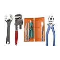 Padmakshi Kit Of 3 Tools Plumbing Kit (Contains 10 Inch Water Pump Plier, 10 Inch Pipe Wrench, 8 Inch Adjustable wrench) Multipurpose Tool Kit Set