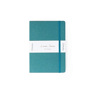 kitabby - linen series a5 size - hard bound notebook with elastic band and fabric cover material peacock blue 192 pages