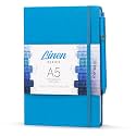 Kitabby – Linen Series – A5 Size Hard Bound Notebook with Pen, Elastic Band and Back Pocket – 192 Pages – 80gsm Natural Shade Paper – Linen Fabric Cover Material – Aqua Blue