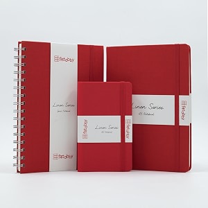 kitabby linen series combo  a5 size hard bound a5 size wire-o-bound notebook and a6 size pocket notebook  192 pages  a5 hb amp a6 hb  and 200 pages a5 wb  80gsm natural shade paper  linen fabric cover material - red
