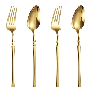 aurum gold korean vintage style 4-piece cutlery set  2 tablespoons amp 2 dinner forks 76834  durable stainless steel flatware for home restaurants amp gift giving