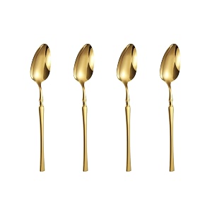 aurum gold silverware dessert spoons set of 4  4-piece korean vintage style flatware ice cream spoon set  dishwasher-safe stainless steel cutlery for home restaurant amp gift giving