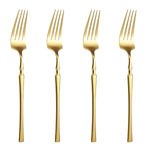 aurum gold silverware dinner forks set of 4  4-piece korean vintage style flatware fork set  dishwasher-safe stainless steel cutlery for home restaurant amp gift giving