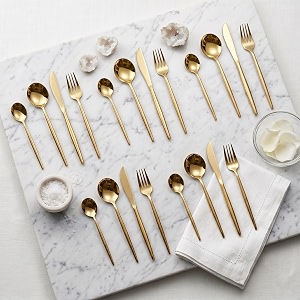 aurum gold silverware set  satin finish 20-piece stainless steel flatware set  dishwasher safe cutlery for home restaurant amp gifting